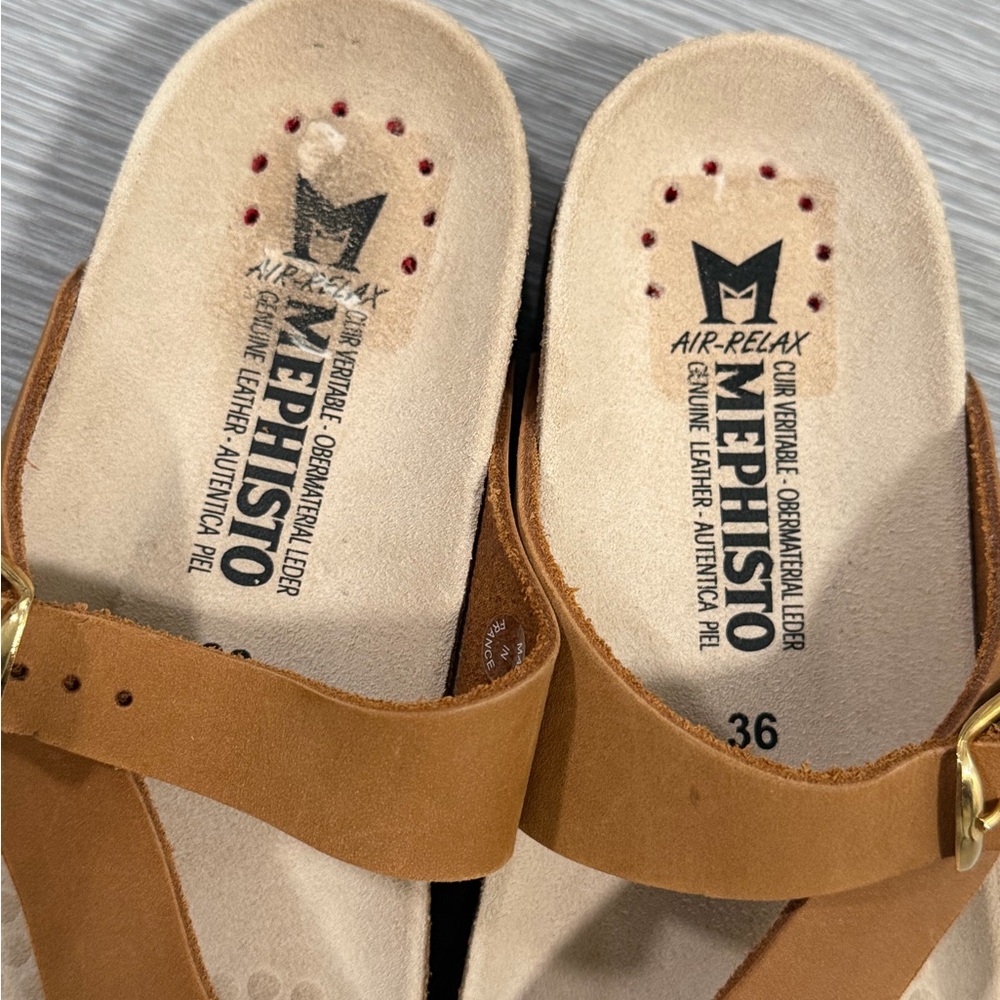 Mephisto Helen Tan Nubuck Leather Sandals EU 36 US 6 NWOB - Picture 3 of 13